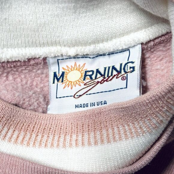 VTG Morning Sun Cat in a Mitten Birds on Clothesline Pink Medium USA Grandmacore - Picture 4 of 5